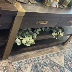 Beautiful Wood Credenza With Gold Accents