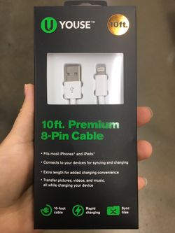 New white 10ft premium 8 pin cable