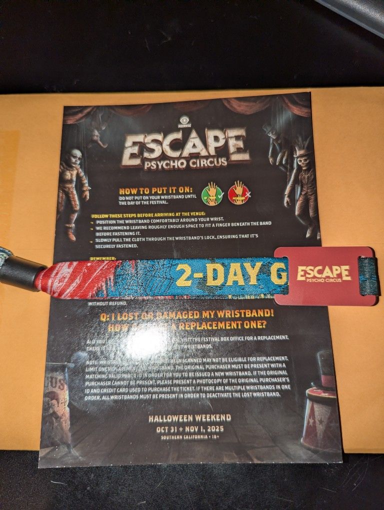 Escape Psycho Circus 2 day Pass