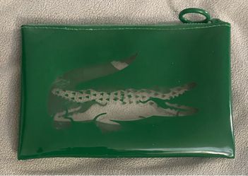 Lacoste Dark Green Toiletry Bag Pouch with Clear Crocodile Logo in the Middle