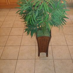 Fake Plant with Wood Base