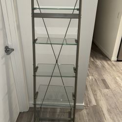 5 Tier Glass Bookshelf Ladder Metal Frame 