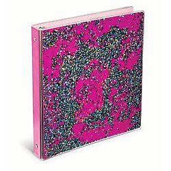 Floating Glitter Binder, 1 1/2" Rings, Pink.