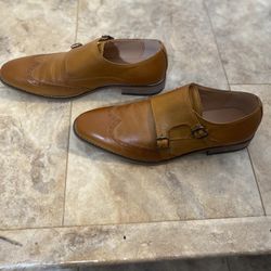 Mens Monk Strap Wingtip Dress Shoes, Buckle Brogue, Size 8