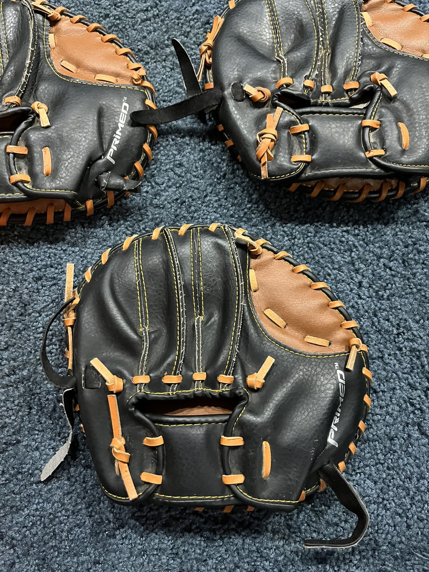 (3) PRIMED Infield Training Gloves lot of 3 | Right Handed Throw