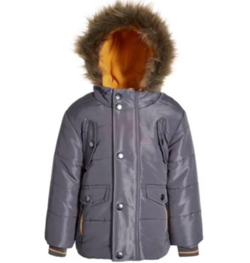 Rothschild Baby Boys faux fur Hooded Parka Jacket Size 18 /24 months Charcoal