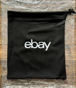 Limited Edition eBay Branded Cloth Dust Bag, 9.5 Inches Wide by 11.5 Inches Tall, Black with White Logo & Drawstring Storage Pouch *NEW & Unused*