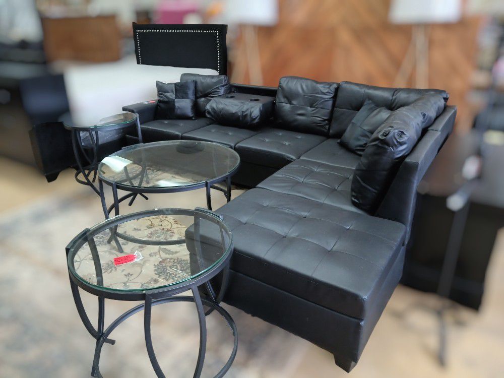 New 2pc Reversible Sectional W Cupholders 