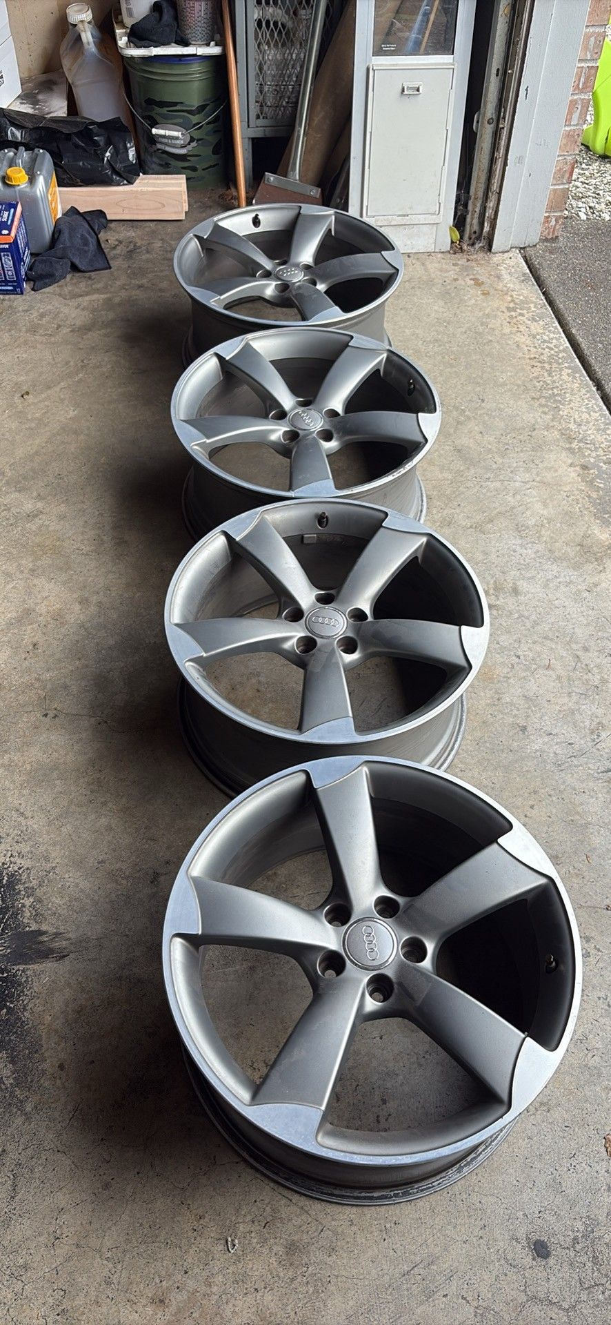 Audi factory rotors rims 19”x8.5” 35 offset 5-112 bolt pattern Anthrosize grey