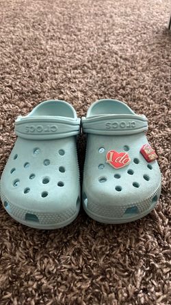 Crocs Classic Clogs Light Blue with Jibbitz Size 12