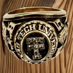 1965 Texas Tech BBA 10K Gold Jostens Ring – 26.3g – Diamonds – Size 12.5