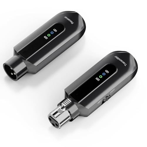 Wireless Microphone Transmitter Receiver, Wireless XLR Adapter Wireless Transmission System 48V Phantom Power for Dynamic Microphone, Audio Mix