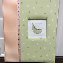 Brand new Baby Record Book- soft fabric cover, Light Green And Peach. 