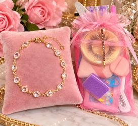 NWOT GoldTone Crystal Bracelet & Handmade Beauty Gift Bag