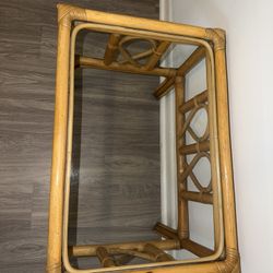 Vintage Bamboo / Rattan Glass Table
