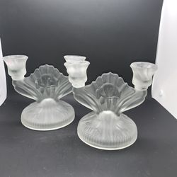 Frosted Glass Candle Holders 