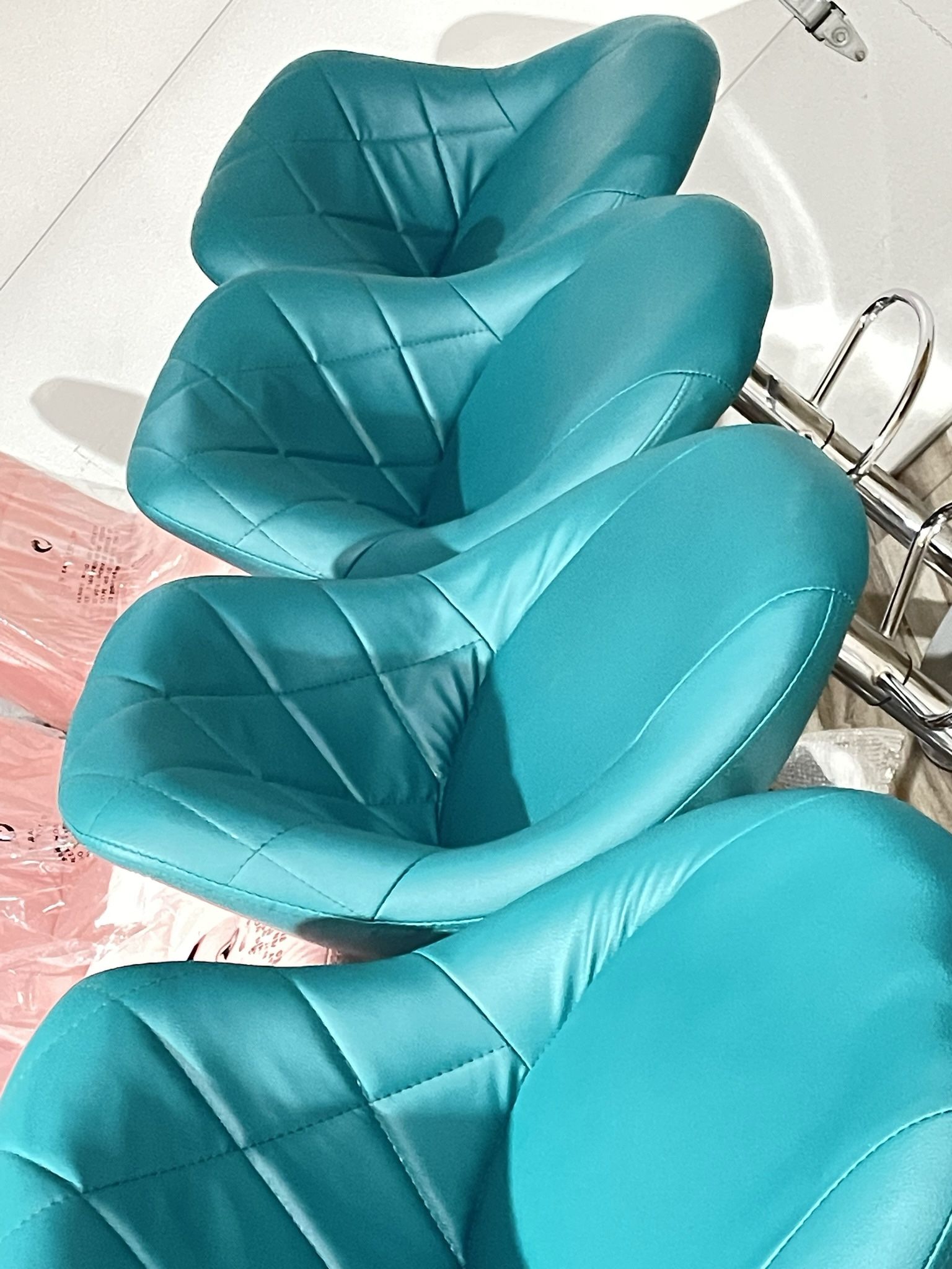 Set Of 4. bar stools with 360degree swivel backrest, set of 4 bar stools (style 02blue green