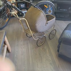 Antique Wicker Baby Stroller