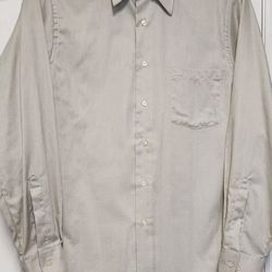 Van HeusenDress Shirt Mens  Large 15.5 34/35 Regular Fit Tan Long Sleeve 