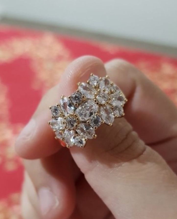 Diamond Floral Gold Ring 14K Size 6, 7, 8 & 9