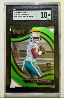 2020 Panini Select Tua Tagovailoa Neon Green Die Cut Field Level SGC 10 Rookie