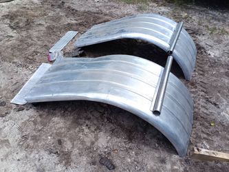 Pair - Semi Truck Trailer Half Fenders Stainless Steel