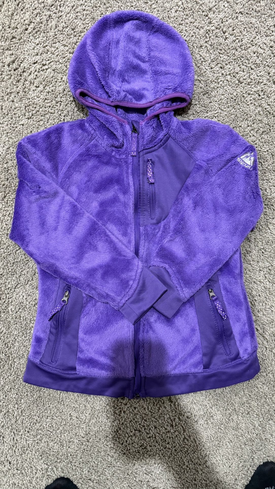 Girls 7/8 Snozu zippered fleece softshell performance jacket with hood