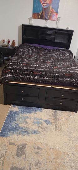 Black Captain's Bed Frame with Storage Drawers