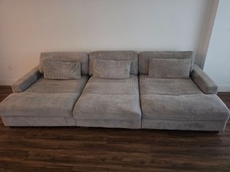 Light Gray Corduroy Sofa. Huge and Super soft. Excellent Condition. $400 Downtown San Diego