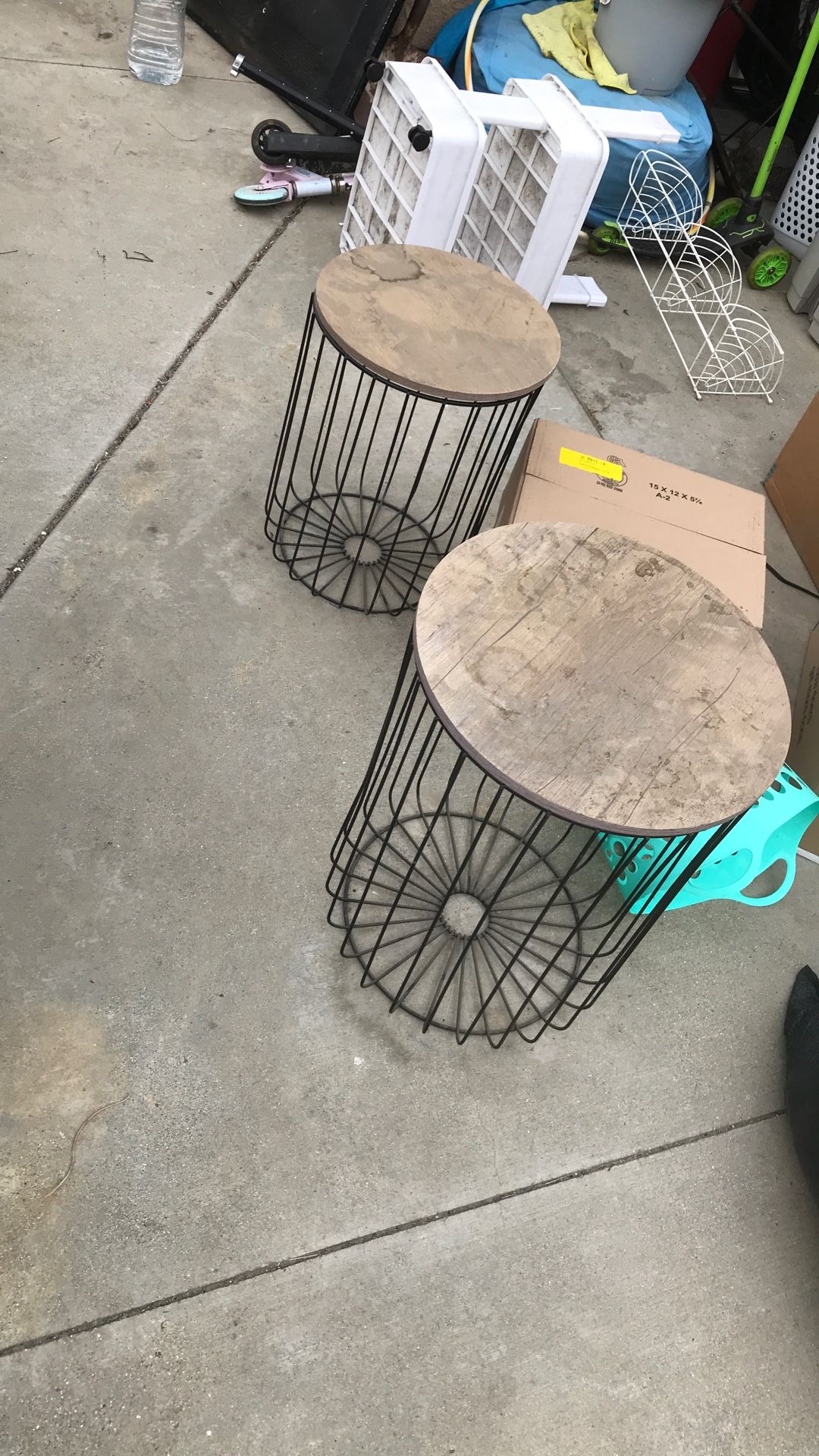 Wood Metal Stool Or Plant Holder