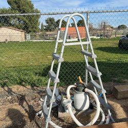 Pool Ladder, Pump, And Filter
