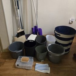 Assorted  cleaning  supplies.