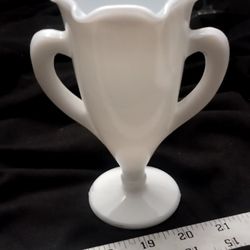 Antique Translucent Milk Glass Trophy Urn Vase. Very Rare!
