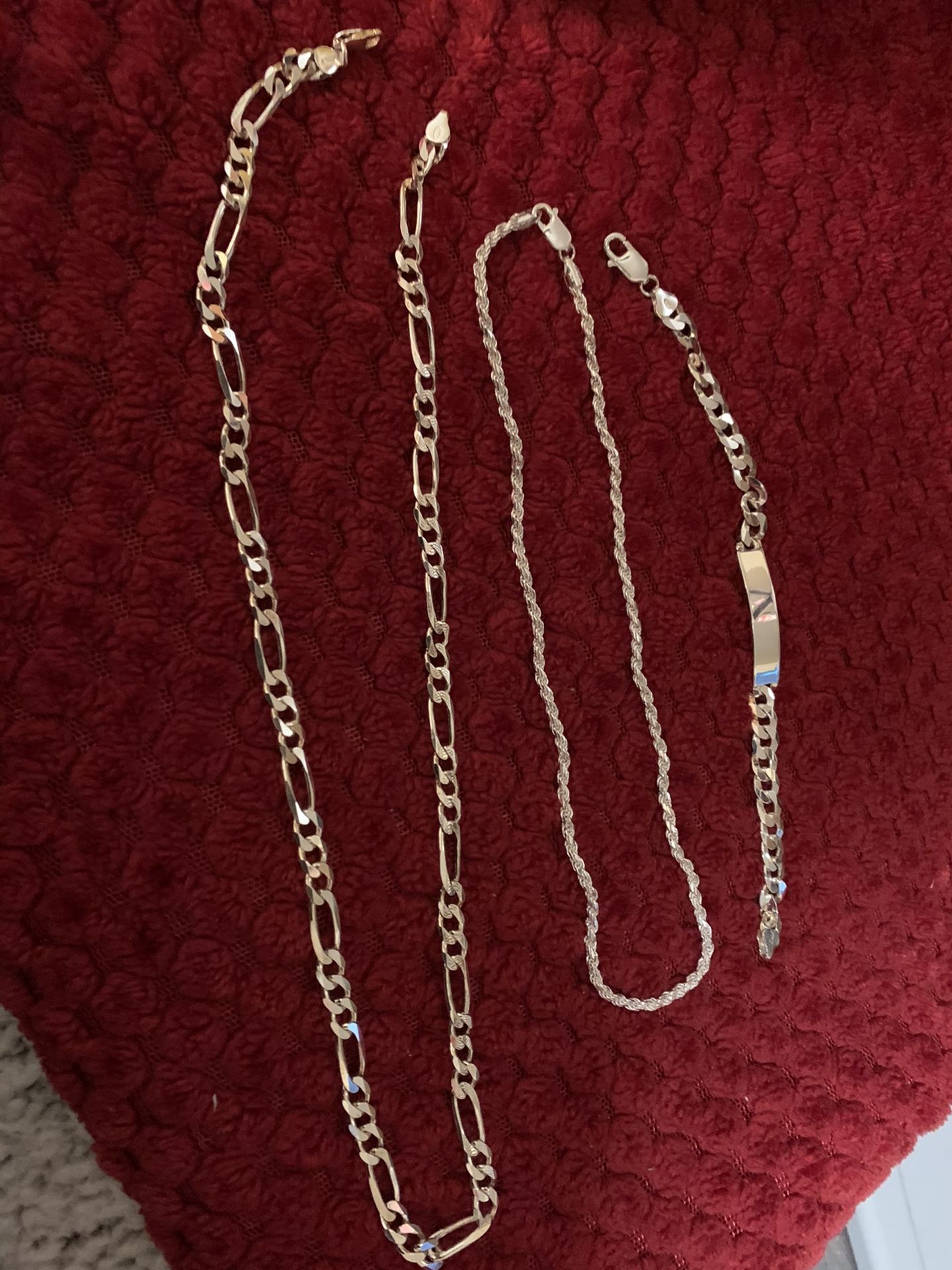 Jewelry,silver Bracelet With Neckalace(2) Invitca Men’s Watch
