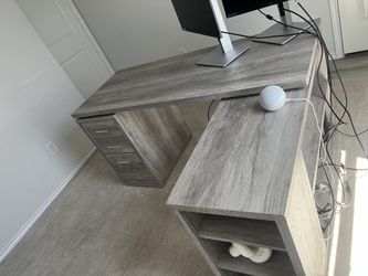 Wood L shaped desk