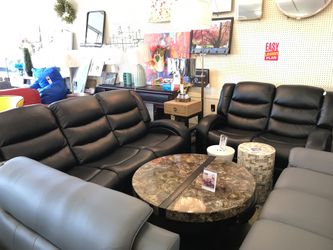 2 pc Leather Recliner Living Room Set, Sofa and Loveseat