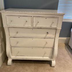 Antique Painted Mahogany Empire Style Tall Dresser Shabby Chic White