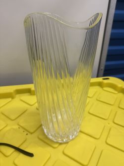 L@@K: SUPER BEAUTIFUL COOL ART DECO  GLASS VASE CLEAR 12” EXCELLENT MAGNIFICENT