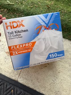 New HDX Tall Kitchen 13 Gall Drawstring 150 Bags FlexPro Tear-Resistance 2X Reinforced