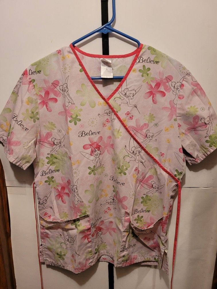 Tinker Bell Scrub Top Small 