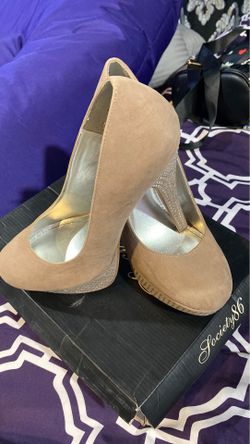 Beige high heels