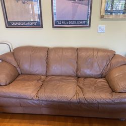 Italian Leather Sofa And Love Bed