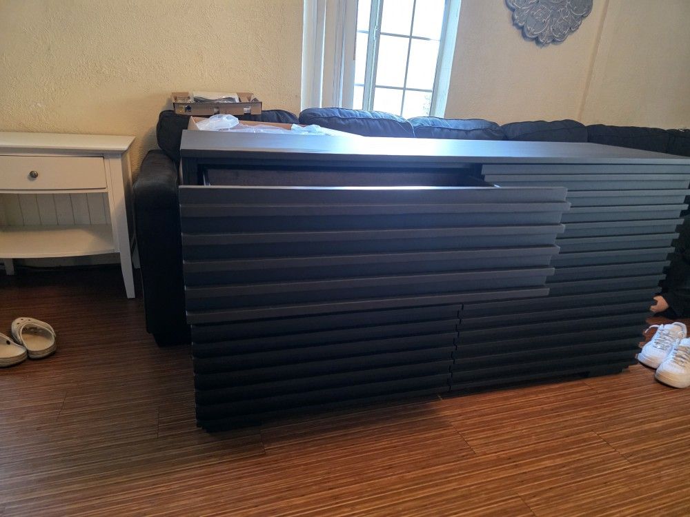 Solid Wood Dresser Matte Black