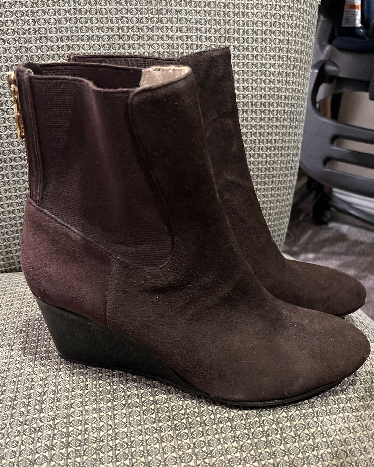 Taryn Rose Suede Wedge Ankle Boots
