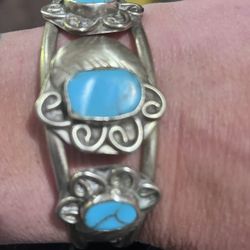  Turquoise  And Silver Cuff Bracelet 