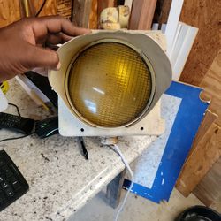 Vintage Yellow Stop Light With Plug Attached
