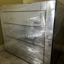Large Mirrored Nightstand ( As Is) 