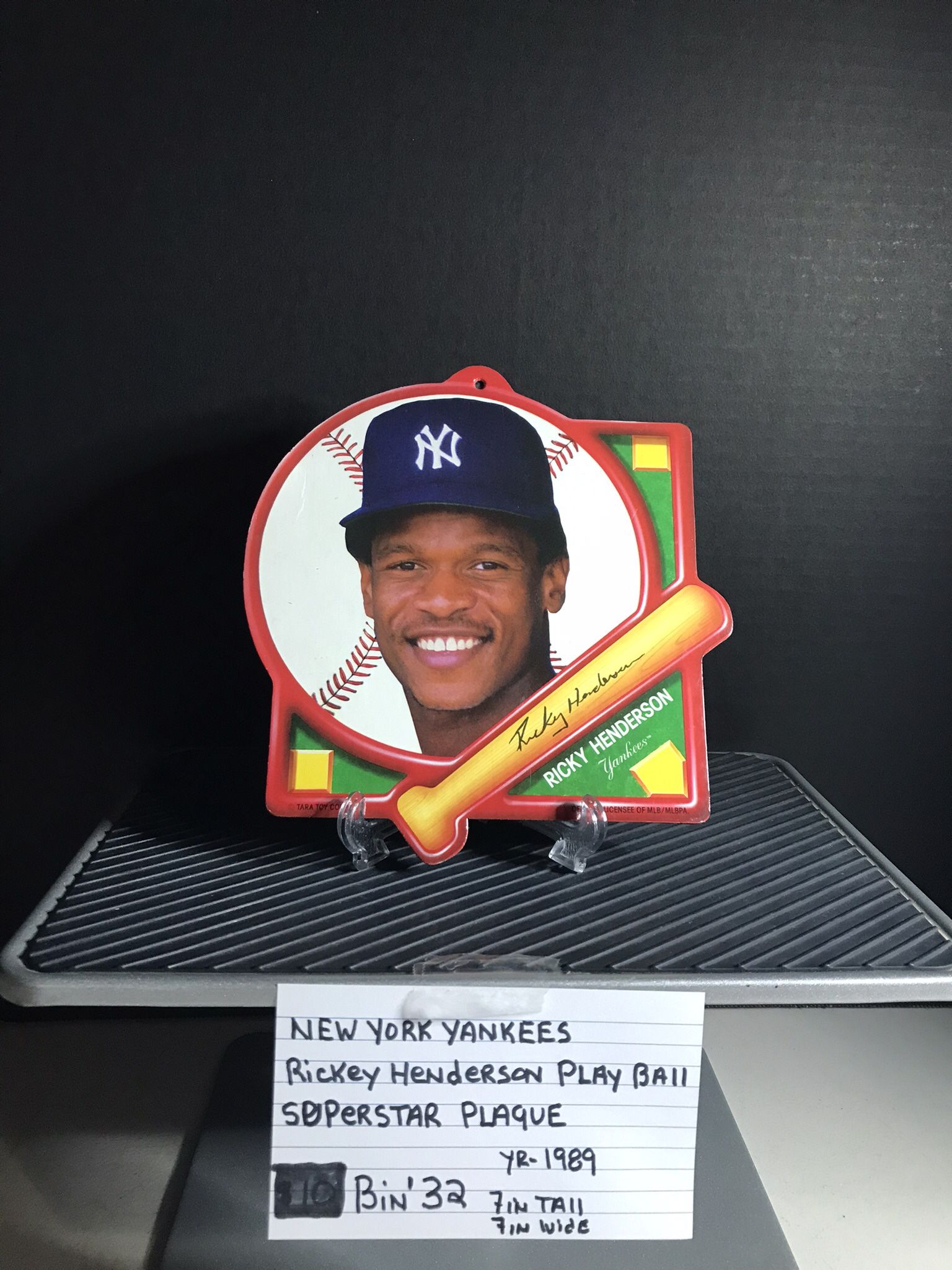 New York Yankees Rickey Henderson Play Bowl Superstar Plaque 1989 7 Inches Tall