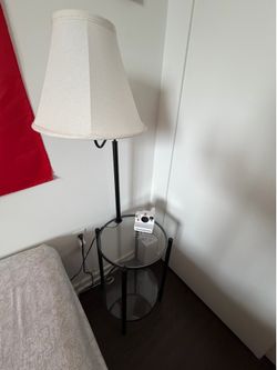 Bedside table with elegant  lamp
