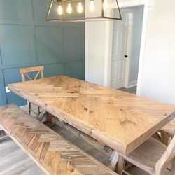 Custom Built Dining Table Solid wood Farmhouse Set Modern Rustic Bench Country Oval Round Counter Breakfast Height  Farm House 